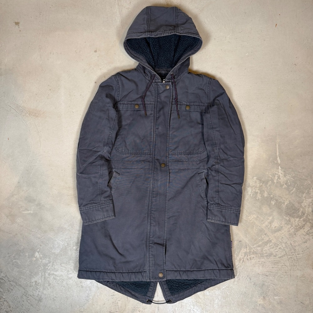 Patagonia Womens Insulated Prairie Dawn Parka Grey Sherpa Lined Canvas Jacket S